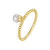 Wholesale S925 Sterling Silver Natural Freshwater Pearl Geometric Opening Adjustable Women's Ring With Electroplating