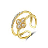 Wholesale S925 Sterling Silver Natural Freshwater Pearl Geometric Opening Adjustable Women's Ring With Electroplating