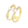 Wholesale S925 Sterling Silver Natural Freshwater Pearl Geometric Opening Adjustable Women's Ring With Electroplating