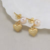 Wholesale S925 Sterling Silver Natural Freshwater Pearl Love Pendant Geometric Style Electroplated Women's Earrings