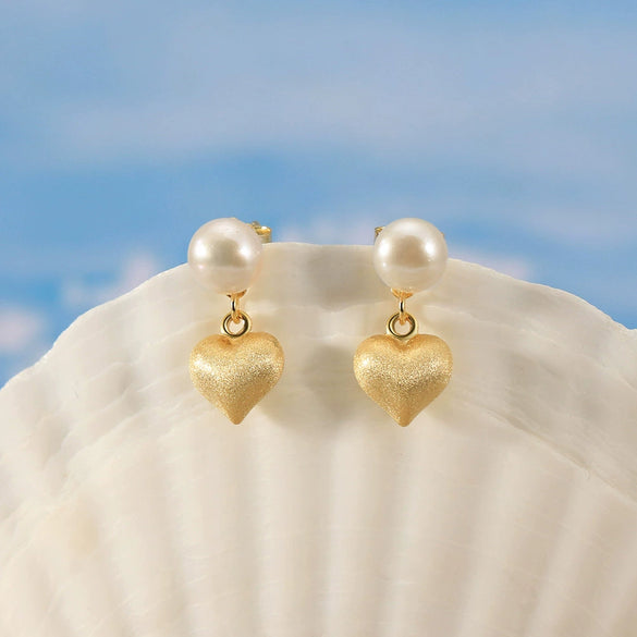 Wholesale S925 Sterling Silver Natural Freshwater Pearl Love Pendant Geometric Style Electroplated Women's Earrings