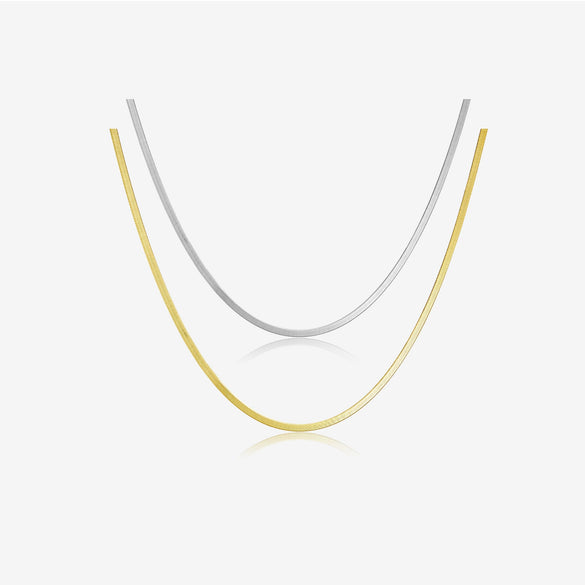 Wholesale S925 Sterling Silver Necklace And Bracelet With Geometric Styling Flat Snake Bone Chain Electroplated Fashion And Minimalist Design Unisex