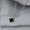 Wholesale S925 Sterling Silver Necklace With Black Agate And Four Leaf Pattern Electroplated Women's