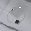 Wholesale S925 Sterling Silver Necklace With Black Agate And Four Leaf Pattern Electroplated Women's