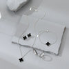 Wholesale S925 Sterling Silver Necklace With Black Agate And Four Leaf Pattern Electroplated Women's