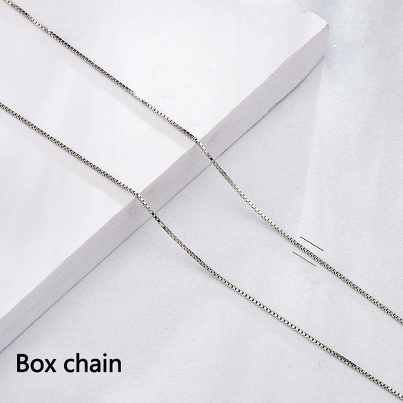 Wholesale S925 Sterling Silver Necklace With Box Ingot Melon Seeds Water Wave Starry Snake Bone Cross Design Electroplated