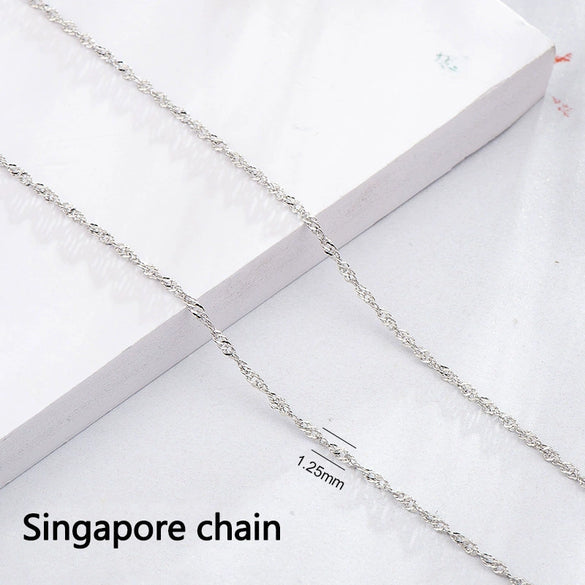 Wholesale S925 Sterling Silver Necklace With Box Ingot Melon Seeds Water Wave Starry Snake Bone Cross Design Electroplated