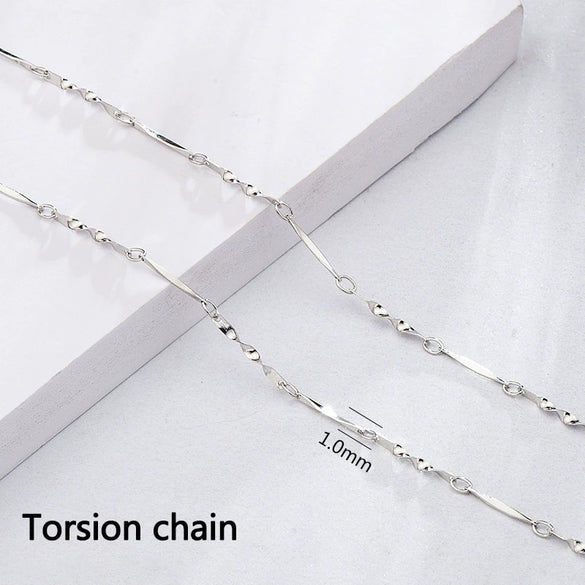 Wholesale S925 Sterling Silver Necklace With Box Ingot Melon Seeds Water Wave Starry Snake Bone Cross Design Electroplated