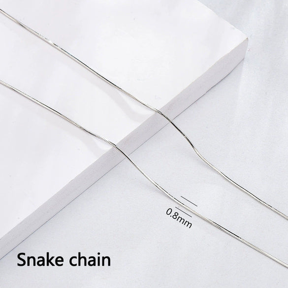 Wholesale S925 Sterling Silver Necklace With Box Ingot Melon Seeds Water Wave Starry Snake Bone Cross Design Electroplated