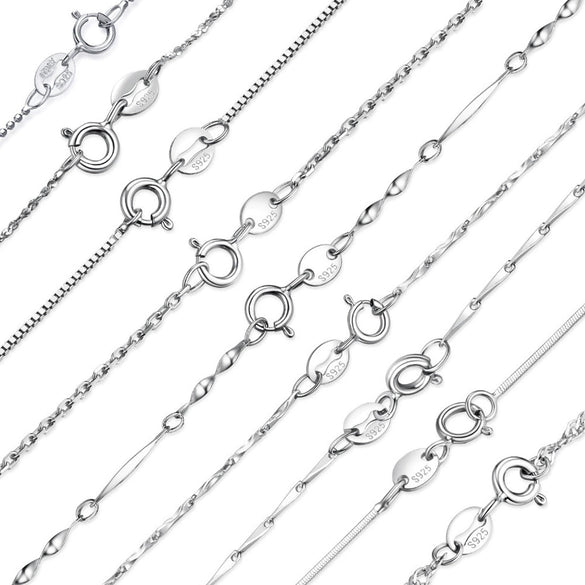 Wholesale S925 Sterling Silver Necklace With Box Ingot Melon Seeds Water Wave Starry Snake Bone Cross Design Electroplated