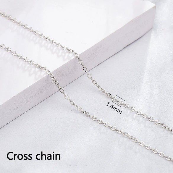 Wholesale S925 Sterling Silver Necklace With Box Ingot Melon Seeds Water Wave Starry Snake Bone Cross Design Electroplated