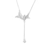 Wholesale S925 Sterling Silver Necklace With Butterfly Tassel And Cross Chain Design