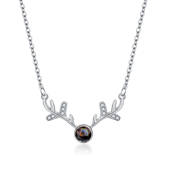 Wholesale S925 Sterling Silver Necklace With Elk Antler And Plum Blossom Pendant Geometric Style Electroplated