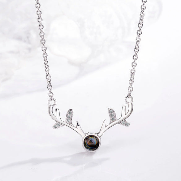 Wholesale S925 Sterling Silver Necklace With Elk Antler And Plum Blossom Pendant Geometric Style Electroplated