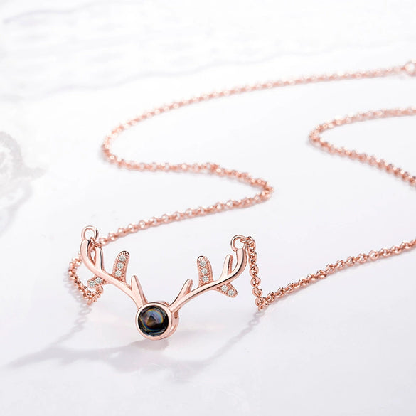 Wholesale S925 Sterling Silver Necklace With Elk Antler And Plum Blossom Pendant Geometric Style Electroplated