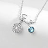 Wholesale S925 Sterling Silver Necklace With Geometric Bicycle Pendant And Austrian Crystal For Women