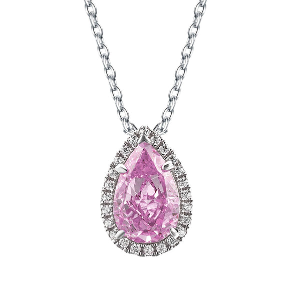 Wholesale S925 Sterling Silver Necklace With Gold Plated Inlaid Artificial And Semiprecious Stones Water Drop Pendant O Chain For Women