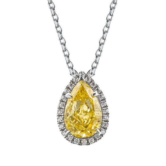 Wholesale S925 Sterling Silver Necklace With Gold Plated Inlaid Artificial And Semiprecious Stones Water Drop Pendant O Chain For Women