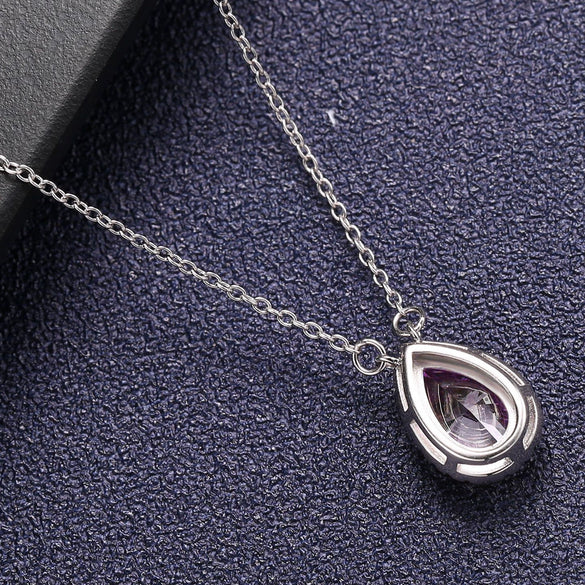 Wholesale S925 Sterling Silver Necklace With Gold Plated Inlaid Artificial And Semiprecious Stones Water Drop Pendant O Chain For Women