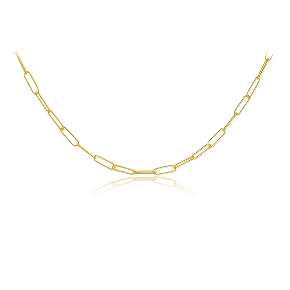 Wholesale S925 Sterling Silver Necklace With Joker Retro Design Paper Clip Chain Electroplated 18K Gold Geometric Style