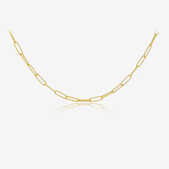 Wholesale S925 Sterling Silver Necklace With Joker Retro Design Paper Clip Chain Electroplated 18K Gold Geometric Style