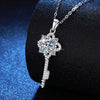 Wholesale S925 Sterling Silver Necklace With Moissanite Four Leaf Clover And Key Pendant Light Luxury Style Diamond Like Design