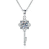 Wholesale S925 Sterling Silver Necklace With Moissanite Four Leaf Clover And Key Pendant Light Luxury Style Diamond Like Design