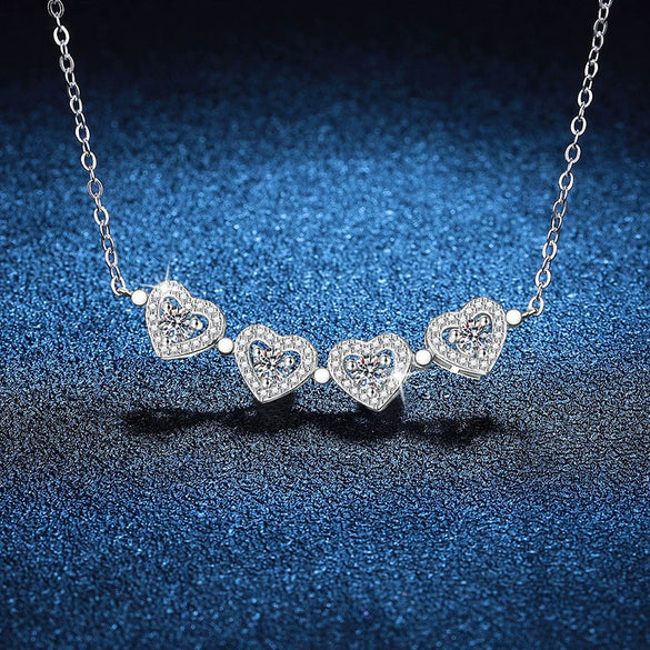 Wholesale S925 Sterling Silver Necklace With Moissanite Pendant Double Wear Four Leaf Clover Flower Shape Set With Diamonds Light Luxury Style