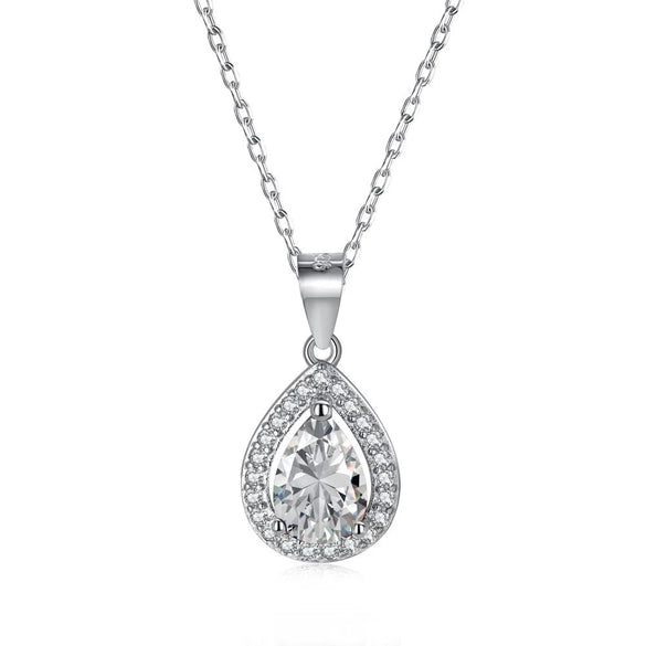 Wholesale S925 Sterling Silver Necklace With Pearshaped Colored Zirconium Geometric Light Luxury Style And Mixed Gemstone Inlay And Electroplating For Women
