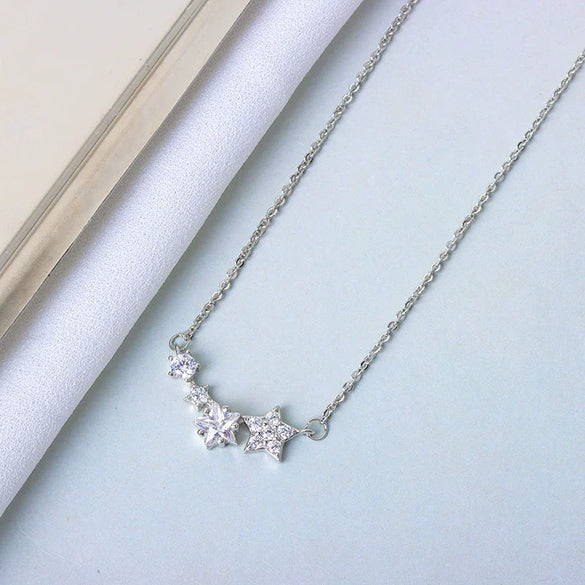 Wholesale S925 Sterling Silver Necklace With Star Beads Electroplated For Women