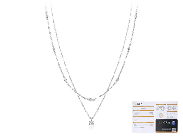 Wholesale S925 Sterling Silver Niche Design Geometric Double Stacked Diamond Clavicle Chain