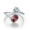 Wholesale S925 Sterling Silver Niche Design Irregular Lines Geometric Drops Diamond Ring For Women