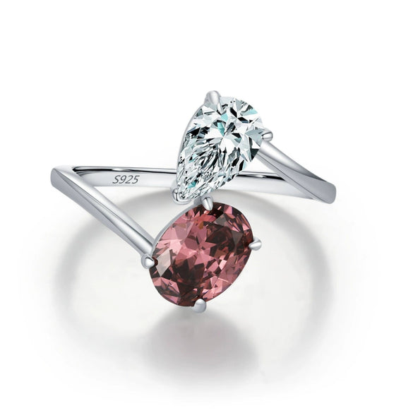 Wholesale S925 Sterling Silver Niche Design Irregular Lines Geometric Drops Diamond Ring For Women