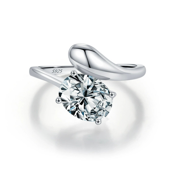 Wholesale S925 Sterling Silver Niche Design Irregular Lines Geometric Drops Diamond Ring For Women