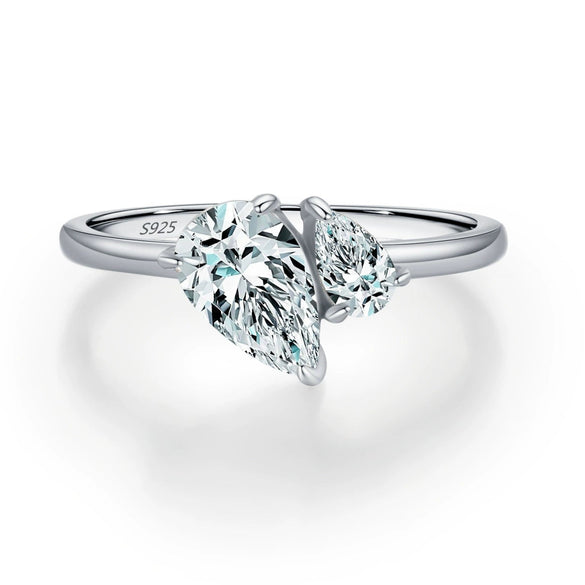 Wholesale S925 Sterling Silver Niche Design Irregular Lines Geometric Drops Diamond Ring For Women