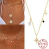 Wholesale S925 Sterling Silver Octagonal Star Diamond Shaped Pearl Clavicle Necklace With Geometric Pattern Electroplated For Unisex Stacked Wear