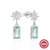 Wholesale S925 Sterling Silver Octagonal Star Sapphire Earrings With Geometric Design And Electroplating For Women