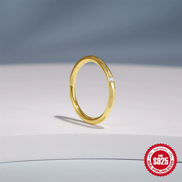 Wholesale S925 Sterling Silver Octagonal Star Single Diamond Ring For Women With Real Gold Plating And Electroplating Treatment