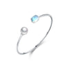 Wholesale S925 Sterling Silver Open Bracelet With Shijia Crystal Pearl And Moonstone Diamond Treated