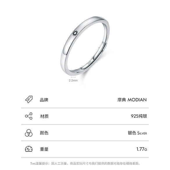 Wholesale S925 Sterling Silver Open Ring Women's Fashion All Match Sun Moon And Stars Design Electroplated