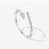 Wholesale S925 Sterling Silver Opening Adjustable Microinlaid Zircon Geometric Irregular Stacked Finger Ring With Platinum Or 18K Gold Electroplating