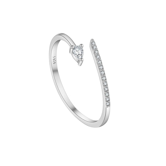 Wholesale S925 Sterling Silver Opening Adjustable Microinlaid Zircon Geometric Irregular Stacked Finger Ring With Platinum Or 18K Gold Electroplating