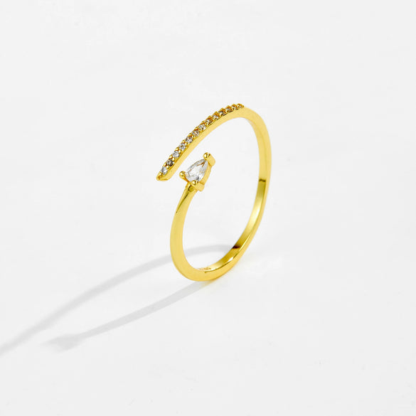 Wholesale S925 Sterling Silver Opening Adjustable Microinlaid Zircon Geometric Irregular Stacked Finger Ring With Platinum Or 18K Gold Electroplating
