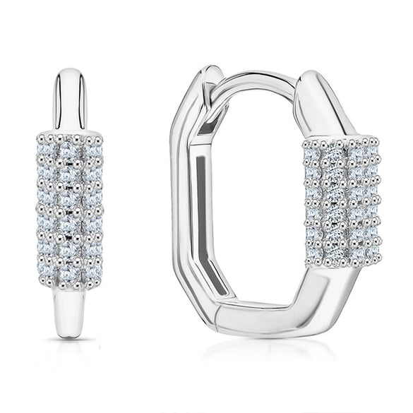 Wholesale S925 Sterling Silver Oval Geometric Earrings With Microinlaid Zircon