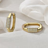 Wholesale S925 Sterling Silver Oval Geometric Earrings With Microinlaid Zircon