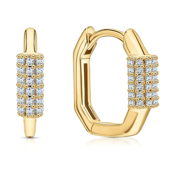 Wholesale S925 Sterling Silver Oval Geometric Earrings With Microinlaid Zircon