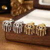 Wholesale S925 Sterling Silver Palm Diamond Ear Ring With Devil's Eye Fashion Creative Cold Style Inlay Earrings For Women