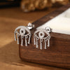 Wholesale S925 Sterling Silver Palm Diamond Ear Ring With Devil's Eye Fashion Creative Cold Style Inlay Earrings For Women