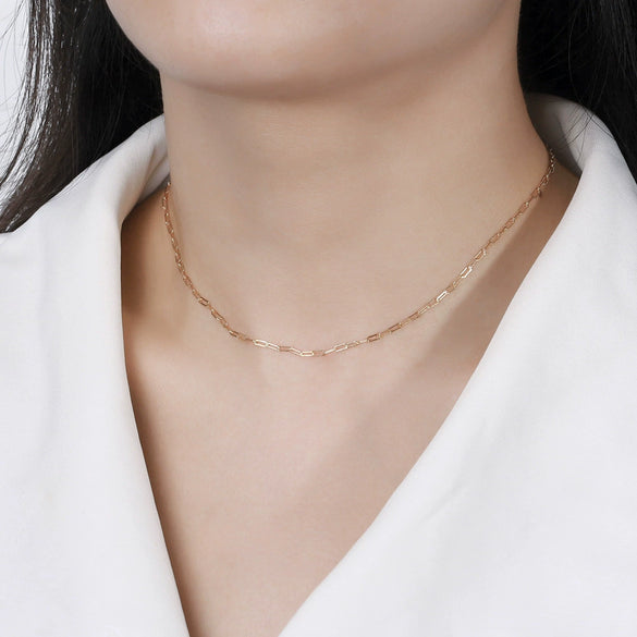 Wholesale S925 Sterling Silver Paper Clip Chain Cross Geometric Necklace Electroplated