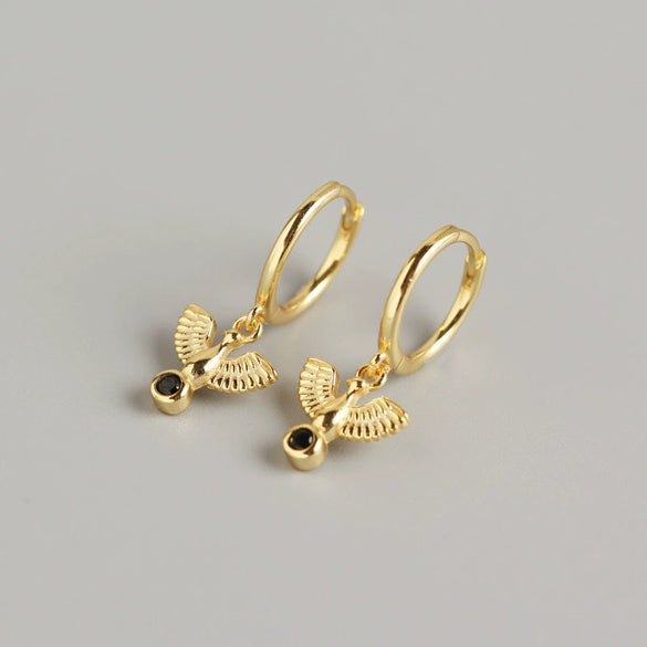 Wholesale S925 Sterling Silver Peace Pigeon Animal Niche Style Electroplated Earrings For Women